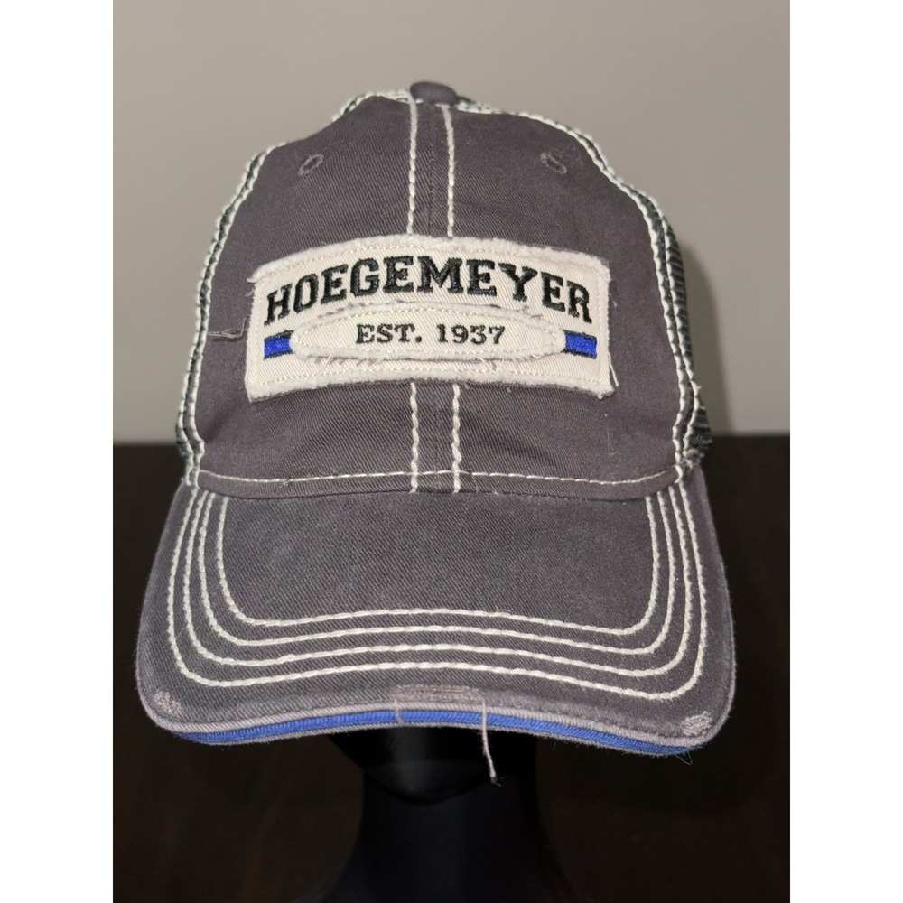Hoegemeyer Est. 1937 Hybrids Seeds Distressed Gray Mesh Strapback Hat Cap NWOT